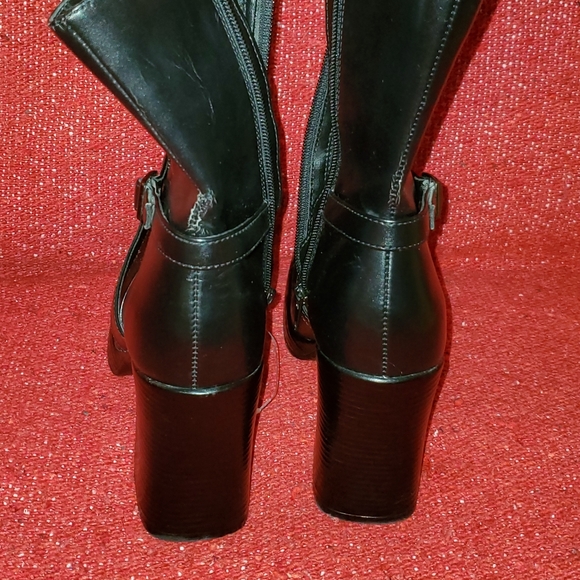 Vintage 90's Square Toed Chunky Heel Platform Boot - Picture 12 of 14